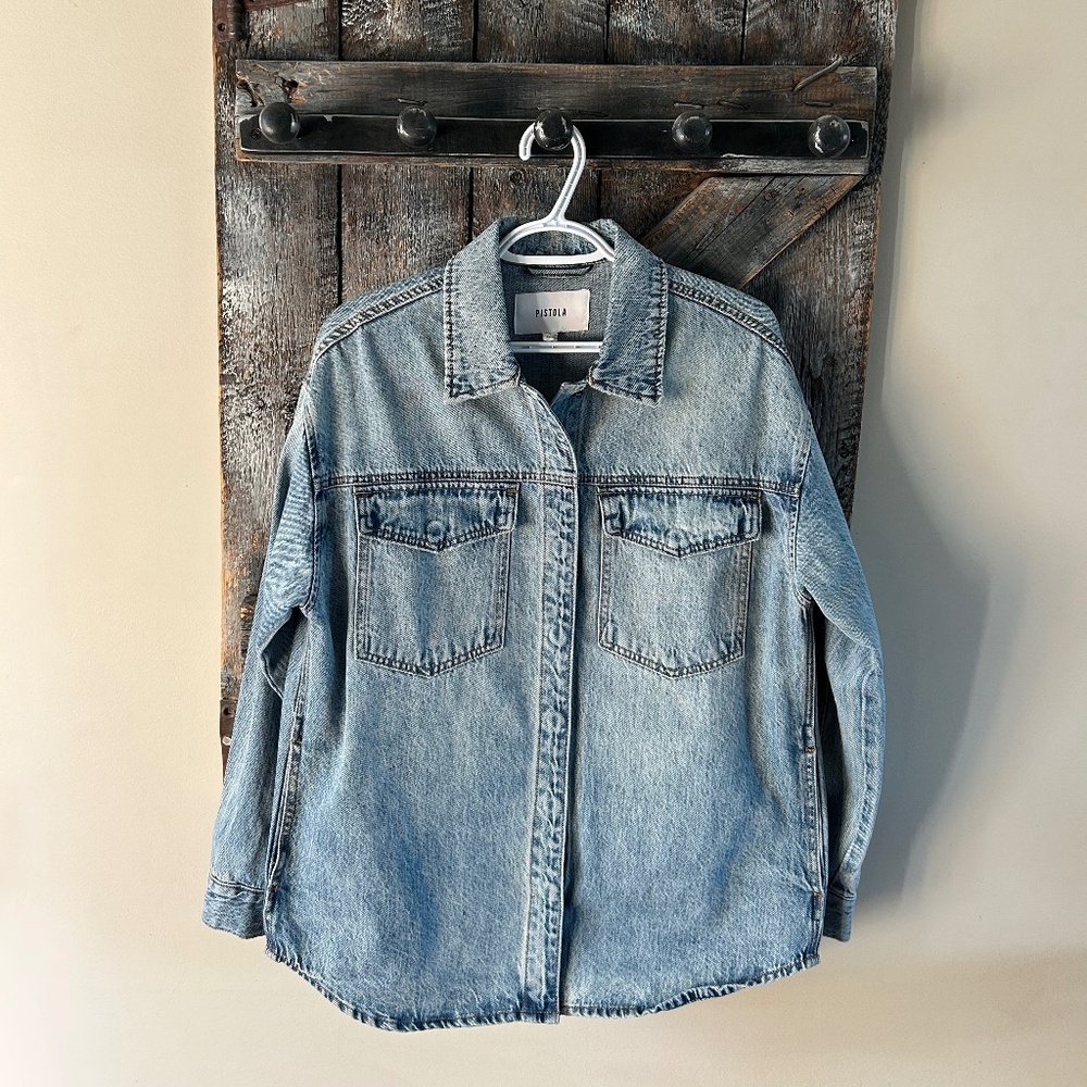 Women's Pistola Snap Button Denim Shacket w/Side Pockets